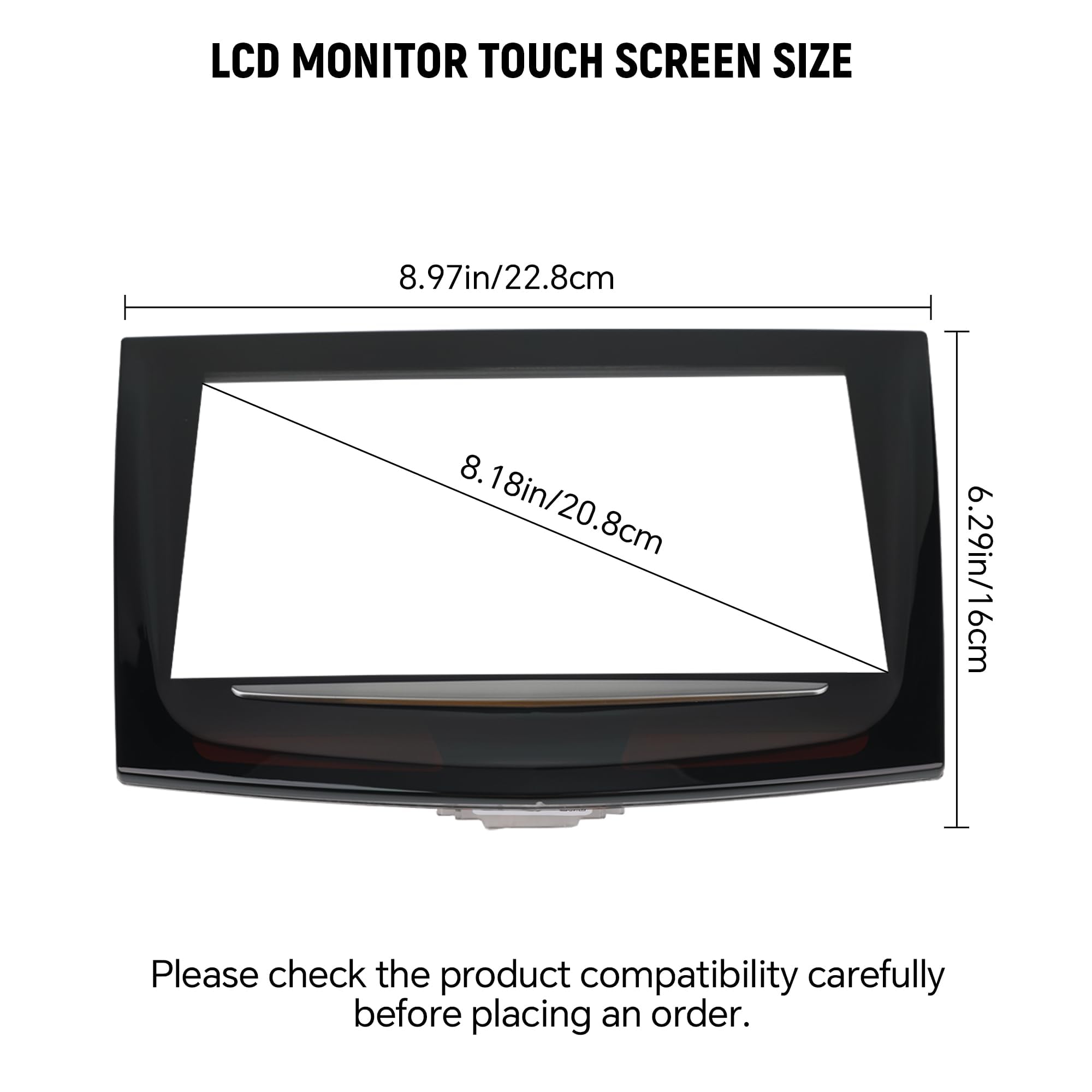 Cadillac CUE Écran tactile LCD avec cadre pour ATS CTS SRX XTS Escalade ESV 23243166, 20867045, 22912608