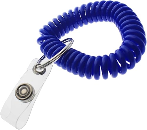 Specailist ID - Soporte para insignia de bobina de muñeca, elástico en espiral de alta calidad, llaveros y llavero, Azul Real