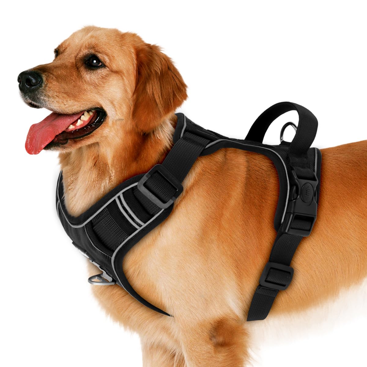 ETACCU Arnés para Perros sin Tirar y Estrangular con Asa, Arnés Ajustable sin Tirones, Arnés para el Pecho Arnés de Seguridad Reflectante Suave Acolchado Transpirable Perros Grandes y Negro (XL)