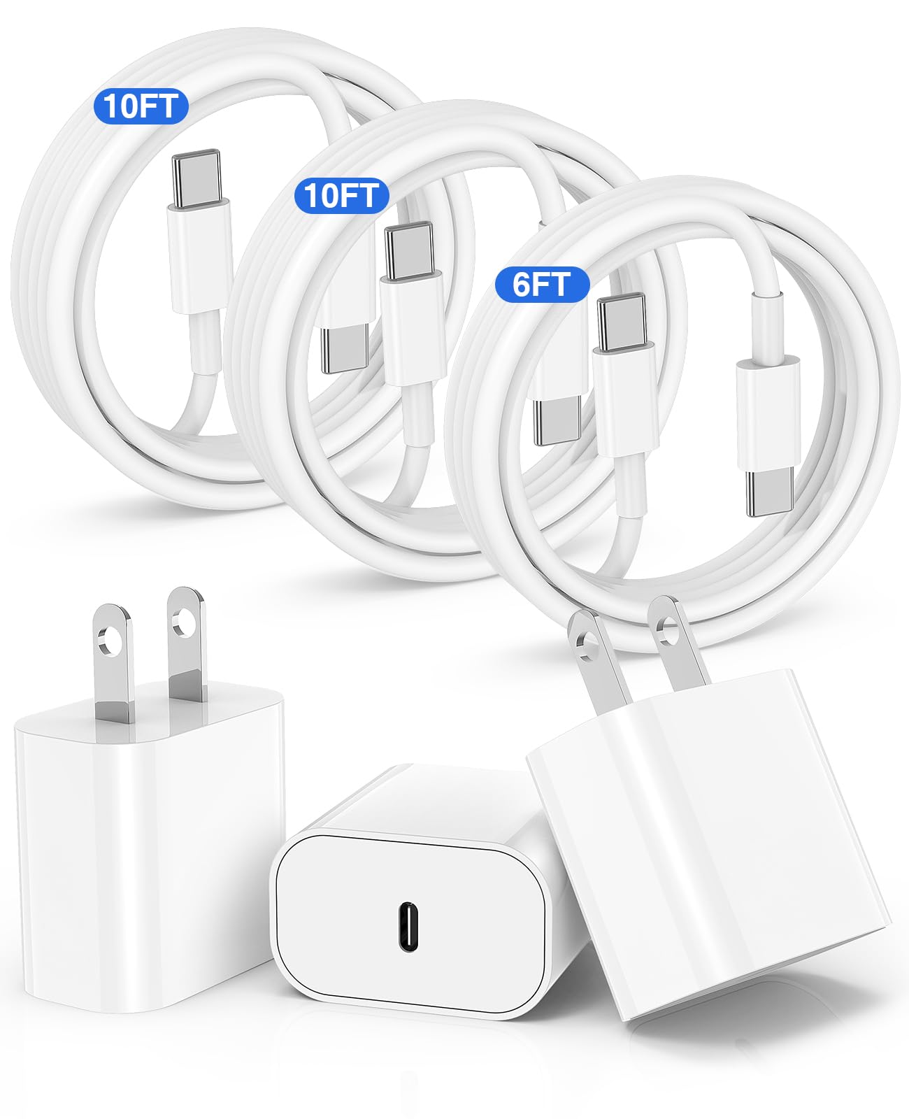 iPhone 16 15 Charger 6ft/10ft/10ft，[MFi Certified] iPhone 16 Charger Fast Charging with 20W USB C Charger Block, Type C to C Cable for iPhone 16/16Pro/15/15 Pro/15 Pro Max/15 Plus, iPad 12.9/11/10.9