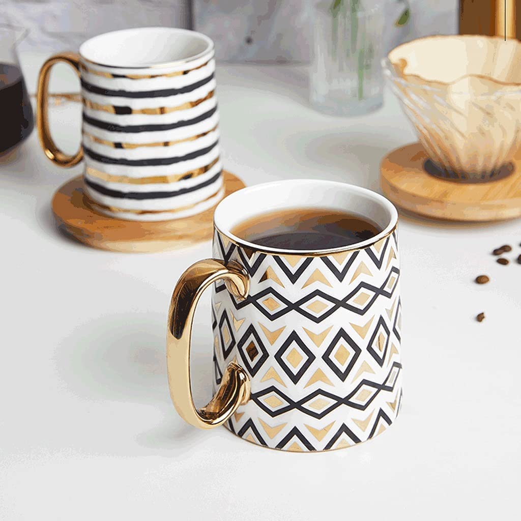 Tazas de Té Tazas Desayuno Taza Creativa Con Taza De Café De Cerámica Dorada Taza De Café De Gran Tamaño Para Bebidas Frías/calientes Fácil De Limpiar Multifuncional Tazas Tazas de Cafe ( Color : A ,