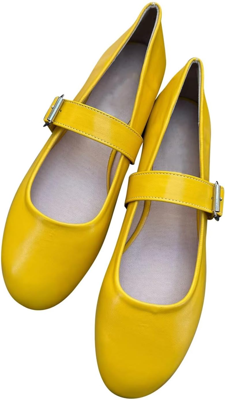 Dear Time Women's Round Toe Mary Jane Strap Flat Shoes, Cute Lolita Uniform Shoes, Soft Cushion Ballet Flats for Women
