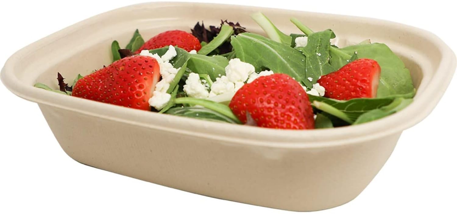 World Centric - CT-SC-U2 100% Compostable to-Go Boxes by , Made from Unbleached Plant Fiber, Great for Takeout, 8.8" x 6.8" x 2.25", 32 oz, (Pack of 400)