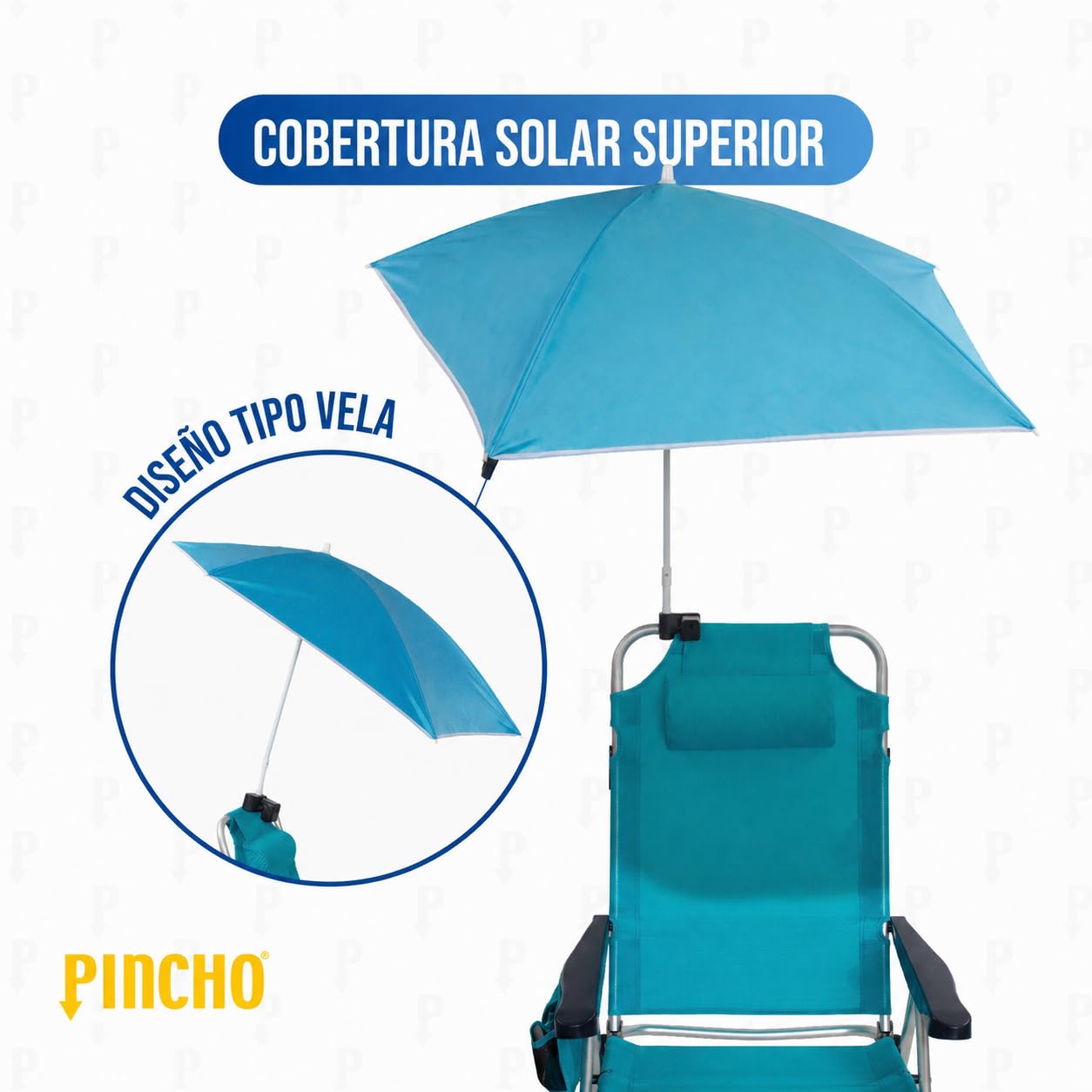 Pincho Sombrilla Tipo Vela Silla de Playa con rotacion 360 Grados y Doble posicion de Anclaje, Proteccion Solar UPF, Estructura Ligera Plegable Ideal para Pescar Leer y Actividades al Aire Libre