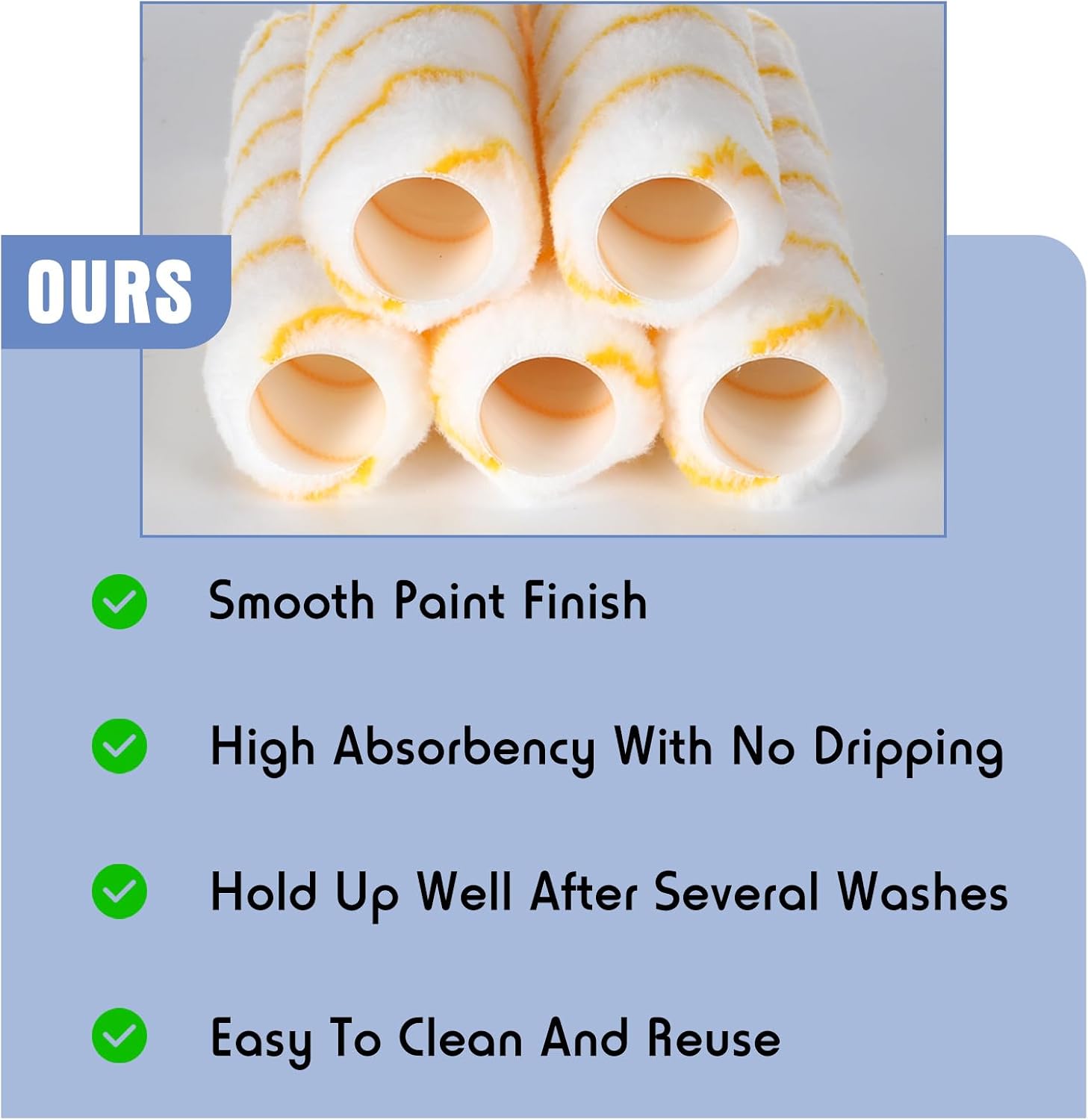 12 Pcs 9 x 1/2 Inch Paint Roller Covers Microfiber Paint Rollers Large Paint Roller Covers Shedless Covers for Paint Rollers Wall Painting Supplies for Most Surfaces, Paints and Stains