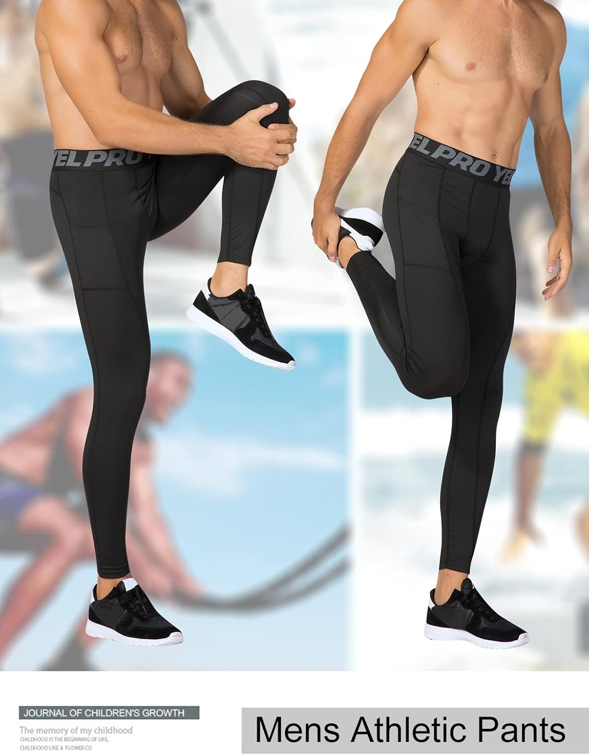 1/3 Pack Mens Compression Pants Running Tights Athletic Sports Baselayer Pockets Basketball Active Tights - Image 2