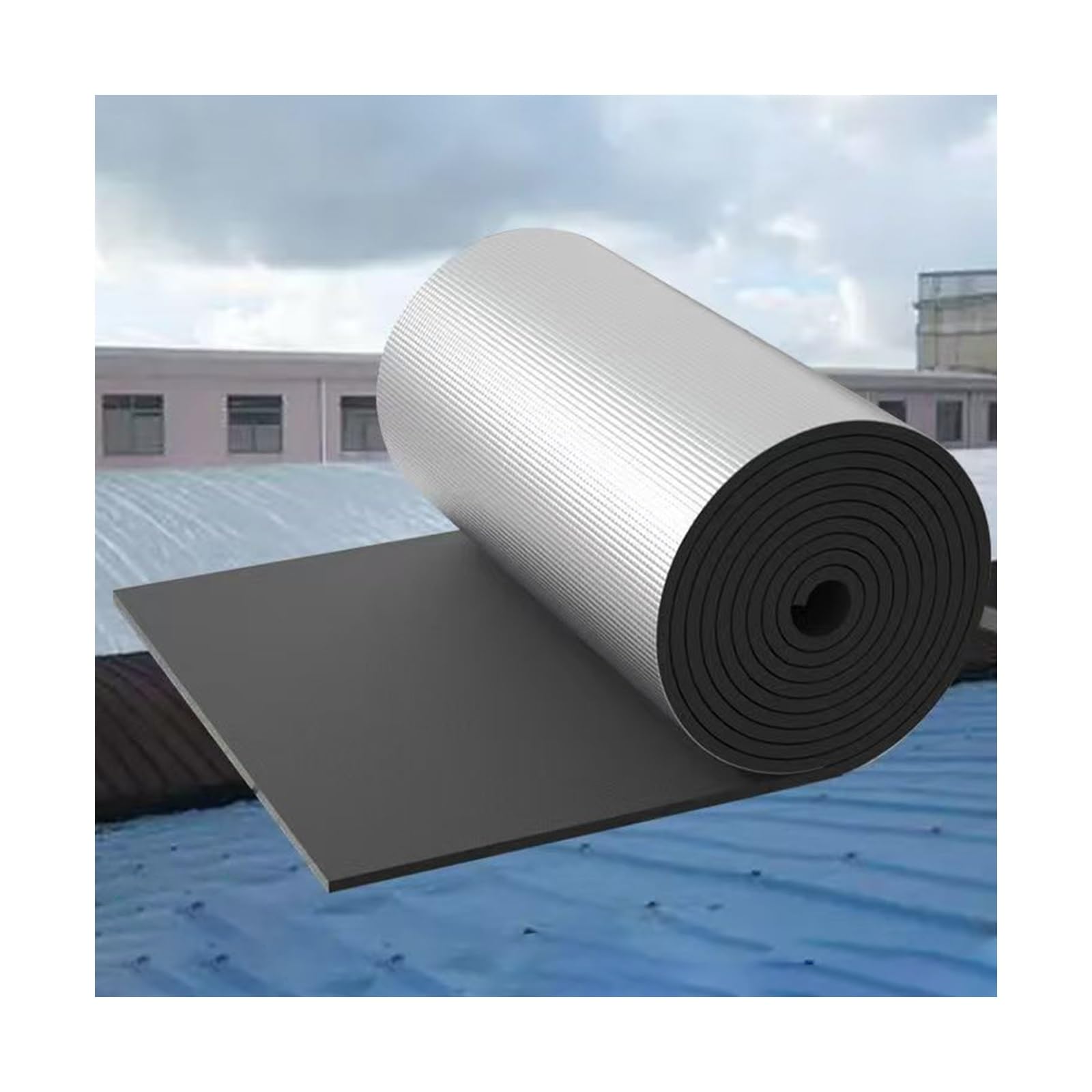 Autoadesivo Materassini Isolanti，Isolante Termico Pannello Riflettente Termosifoni，Anti-Uv Stuoia Fonoassorbente Cotone Isolante in Foglio di Alluminio.(1*3m/3.2*9.8ft,5MM(THK))