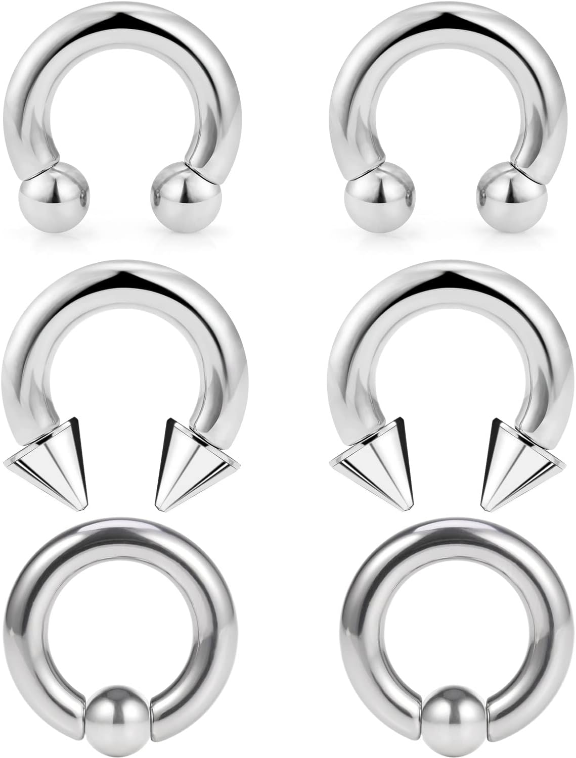 00G 0G 2G 4G 6G 8G 10G 12G 14G 16G Septum Rings Silver Black Surgical Steel Heavy Gauges Earrings Stretching kit Eyebrow Lip Septm Nose Rings Helix Tragus Daith Rook Earrings Hoops 10mm-19mm