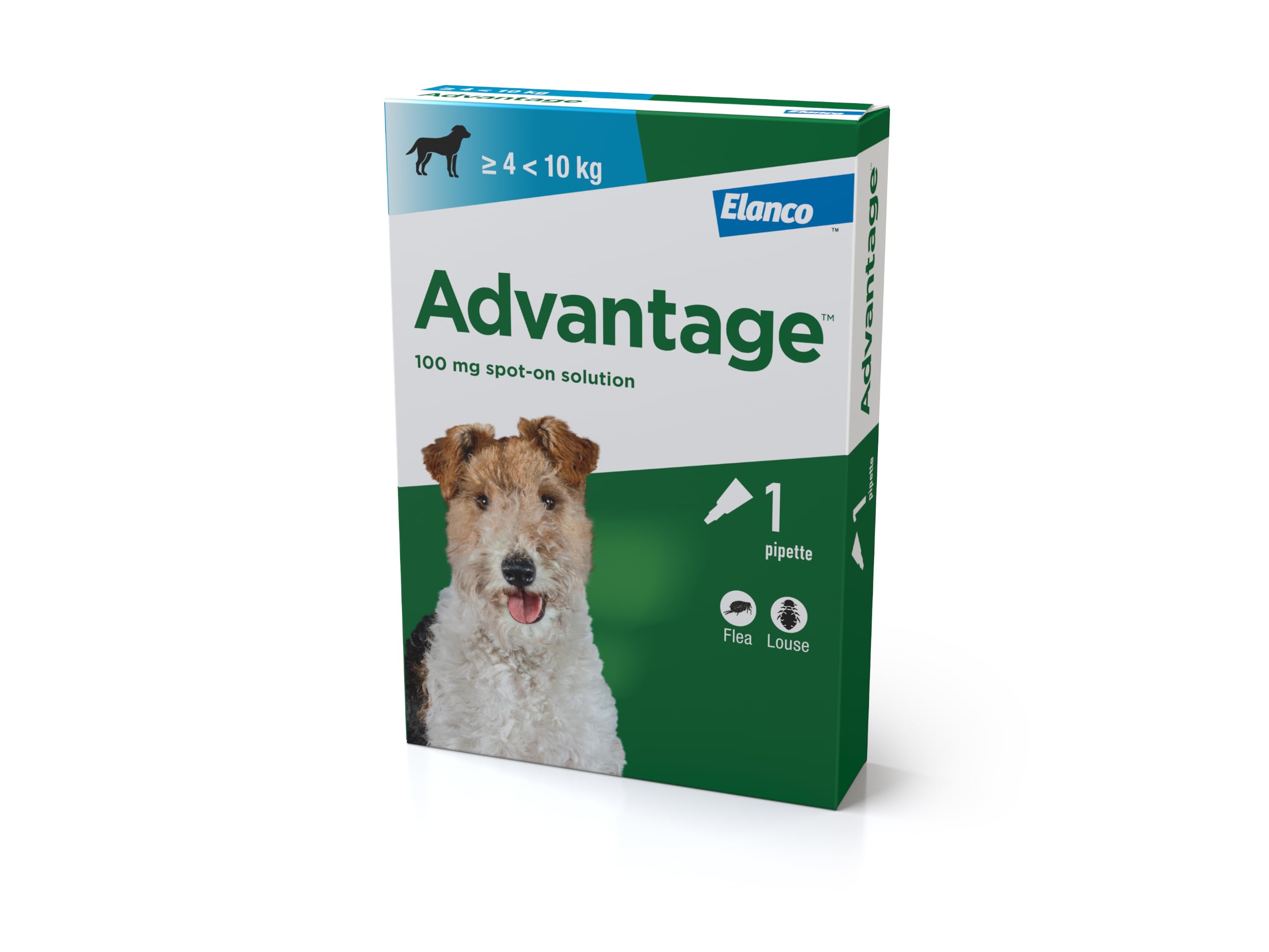 Advantage Spot On Flea Treatment For Medium Dogs 4-10 kg (1 pipette, 100mg), Kills Fleas Within 24 Hours, Prevents Further Infestation For Up To Four Weeks