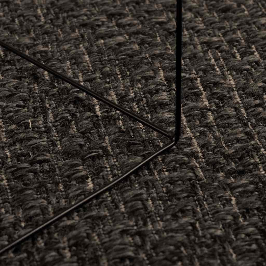 Tapis ZIZUR - 160 x 230 cm - Anthracite - Tapis d'extérieur robuste aspect jute pour terrasse, balcon et salon - Revêtement de sol facile d'entretien en polypropylène
