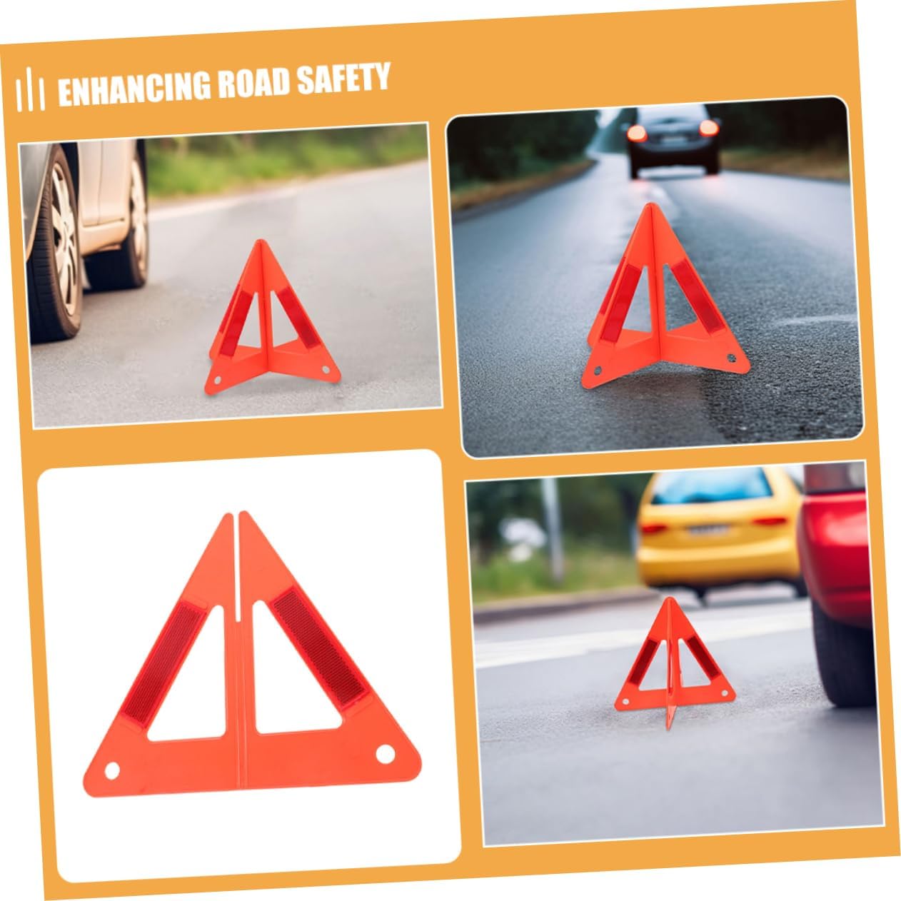 5pcs Emergency Reflective Warning Triangles for Car Safety High Visibility Roadside Signage Easy to Install Reflective Triangles for Vehicle Emergency