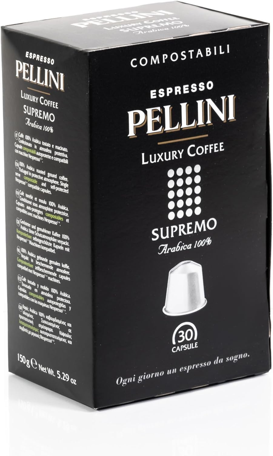 Pellini Luxury Coffee Supremo 100% Arabica, 120 Capsule Caffè Compatibili Nespresso con Aroma Pieno e Tostatura Delicata, Compostabili e Autoprotette, 4 Confezioni da 30 Capsule - Immagine 4