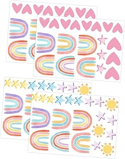 Holibanna 1 Conjunto De Adesivos De Estrela Do Arco-Íris Decorações De Janela Adesivos De Janela Para Papel De Parede Adesivo De Coração Rosa Adesivo De Parede Janela Filme De Privacidade