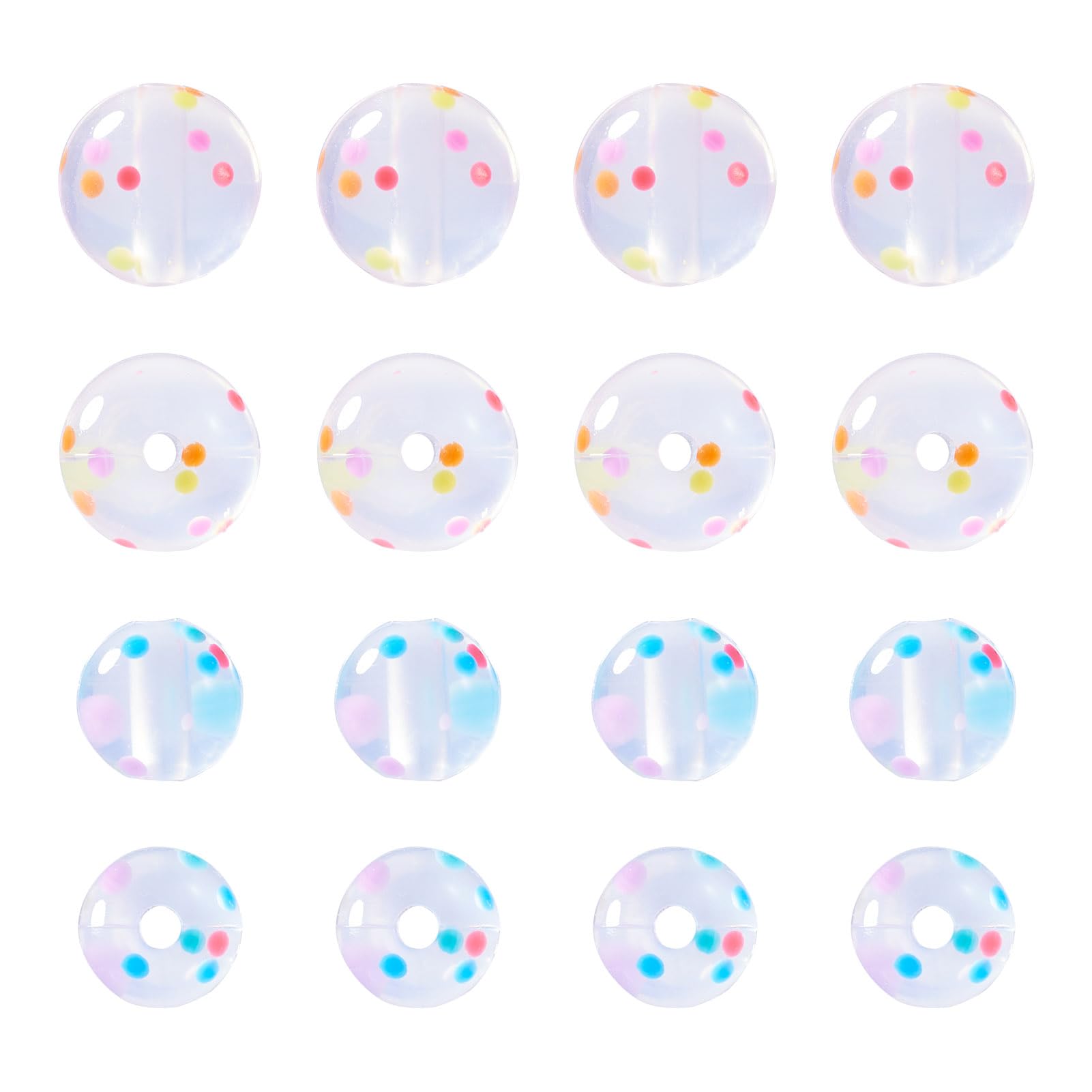 Boutigem 40Pcs Round with Polka Dots Pattern Rubber Beads Transparent Silicone Focal Round Beads for DIY Bracelet Keychain Jewelry Making Pen Decor — image 1