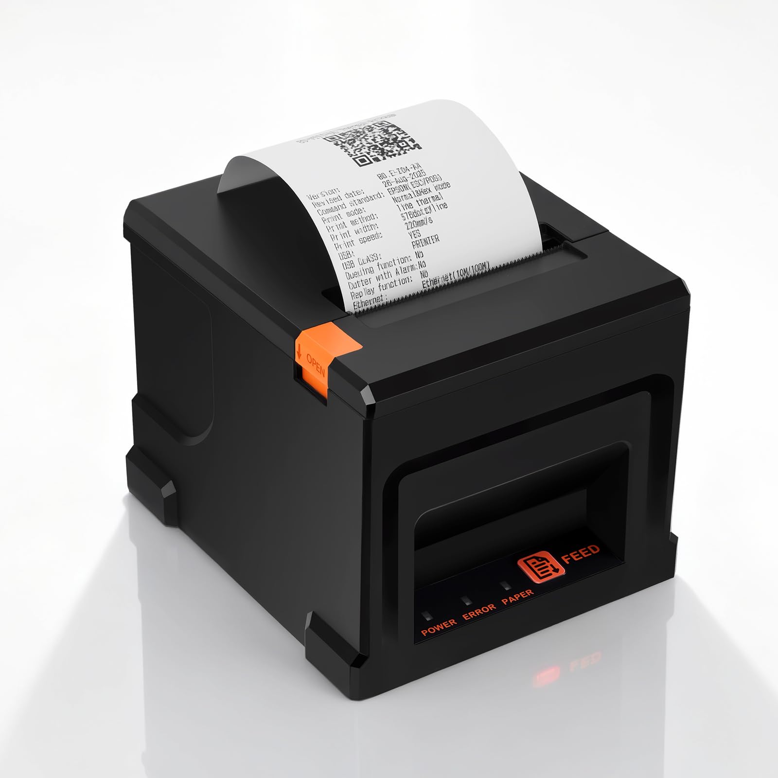 Stampante, Termica Mini Senza Cartucce Stampante Scontrini POS Scontrini 80Mm Taglierina Automatica Supporto Per Cassetto Contanti Interfaccia USB/Ethernet Compatibile Con Windows/MAC/Linux (ESC/POS)