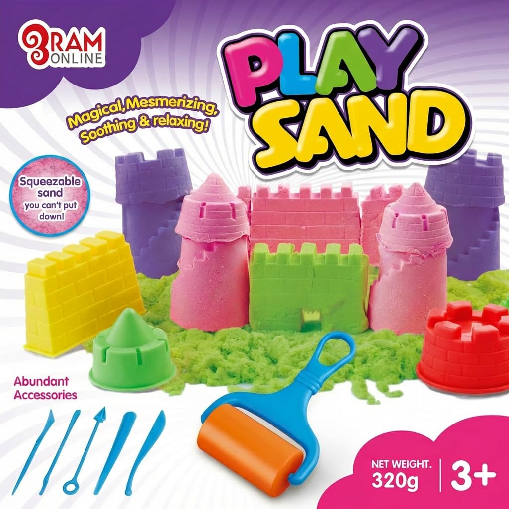 Ram Online Multicoloured Ram© 4 X Kids Magic Sand Quick Sand Play Sand With Castle Moulds