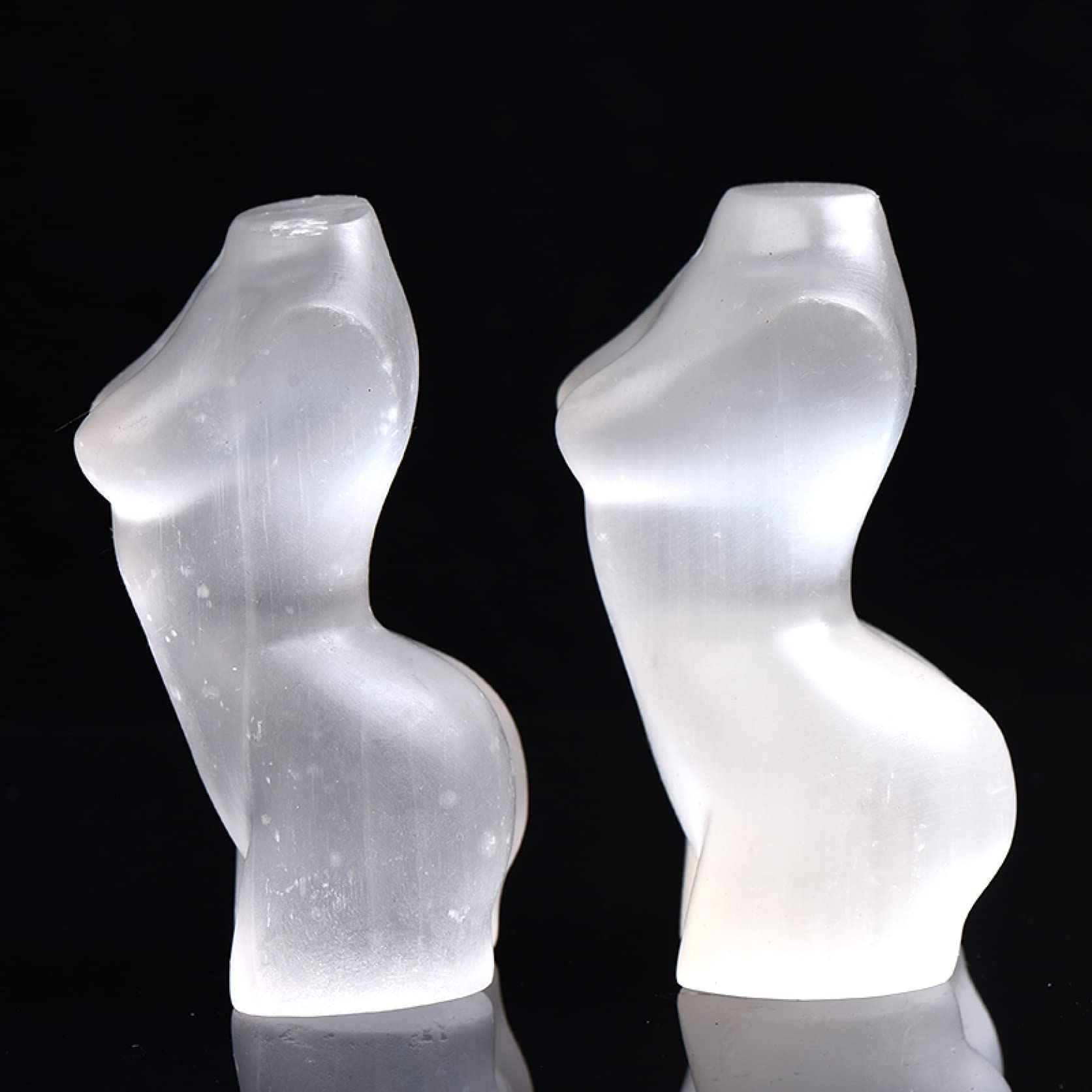 lleno de textura Estatua de cuerpo de cristal de selenita de cuarzo transparente Tallada a mano Modelo femenino Escultura de cristal Artesanía Oficina en el hogar Decoración de escritorio Adornos de e