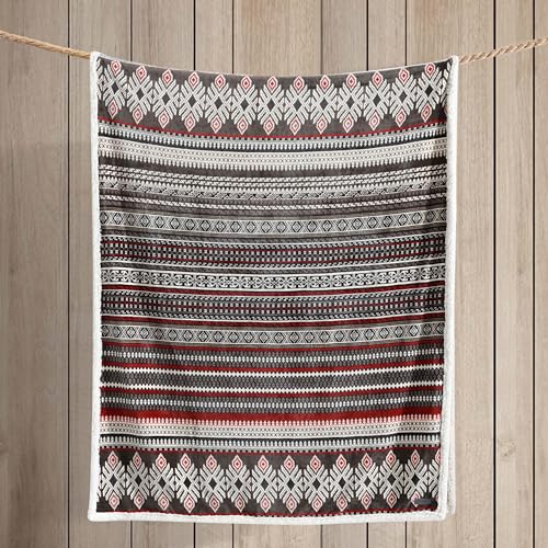 Image of Eddie Bauer - Throw Blanket, Brushed Fleece & Plush Sherpa Soft Bedding, Blanket for Couch & Bed (Sycamore Red, 50 inch x 60 inch)