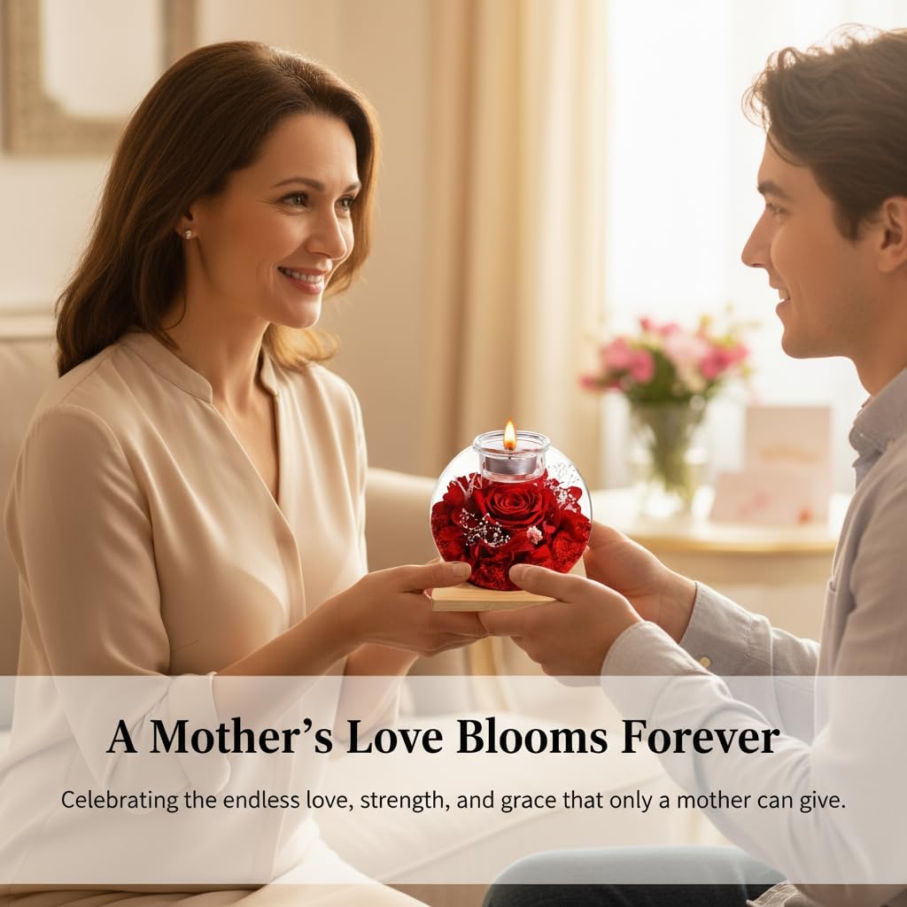 Birthday Gifts for Women,Eternal Preserved Real Rose with Scented Candle(Vinilla9Pcs+Rose9Pcs),Preserved Rose in Glass Dome, Christmas Valentine Mothers Day Gifts for Her Mom Girlfriend,Home Decor - Image 5