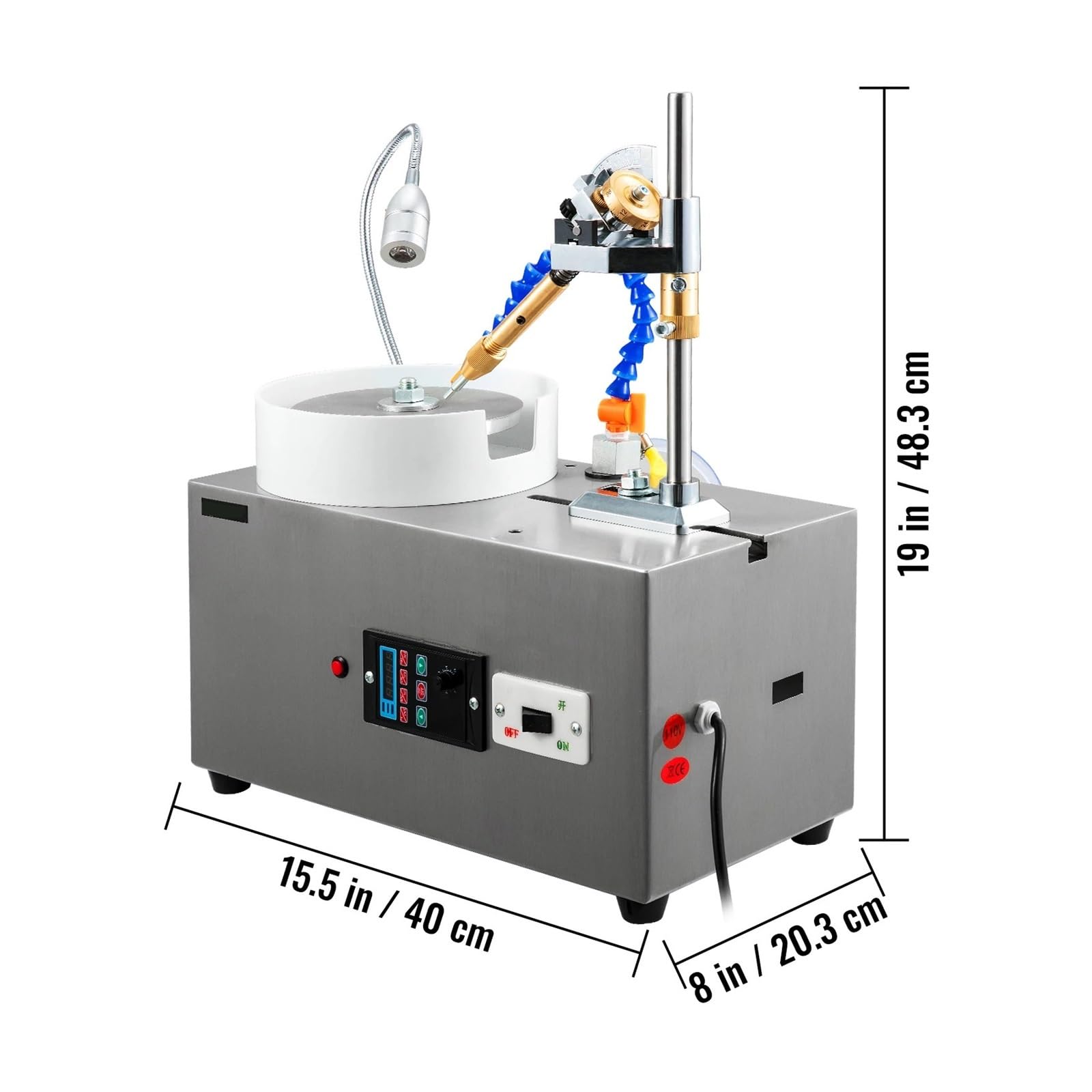 Machine À Facetter Les Pierres Précieuses 180W, Avec Manipulateur Facettes, Pompe Eau Légère Led, 2800 Tr/min, Traitement Des Plates, Polisseuse D'angle En Jade Conception Anti-Bruit