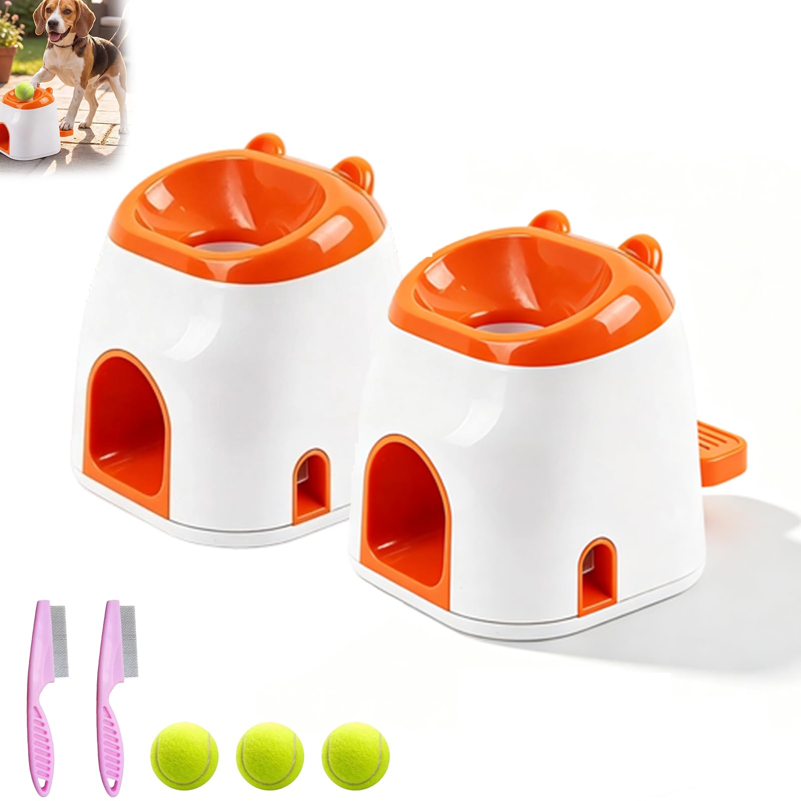 Lanzador de pelotas de tenis 2 en 1 para perros y dispensador de golosinas, máquina de lanzamiento automática de pelotas para mascotas, juguetes interactivos de entrenamiento al aire libre