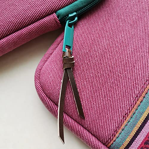 VAMVAM by Wondee Laptop Sleeve up to 16" Cherry Color with Decorative Strip Fabric Ethnic Color Padded and Reinforced Zipper - Image 3