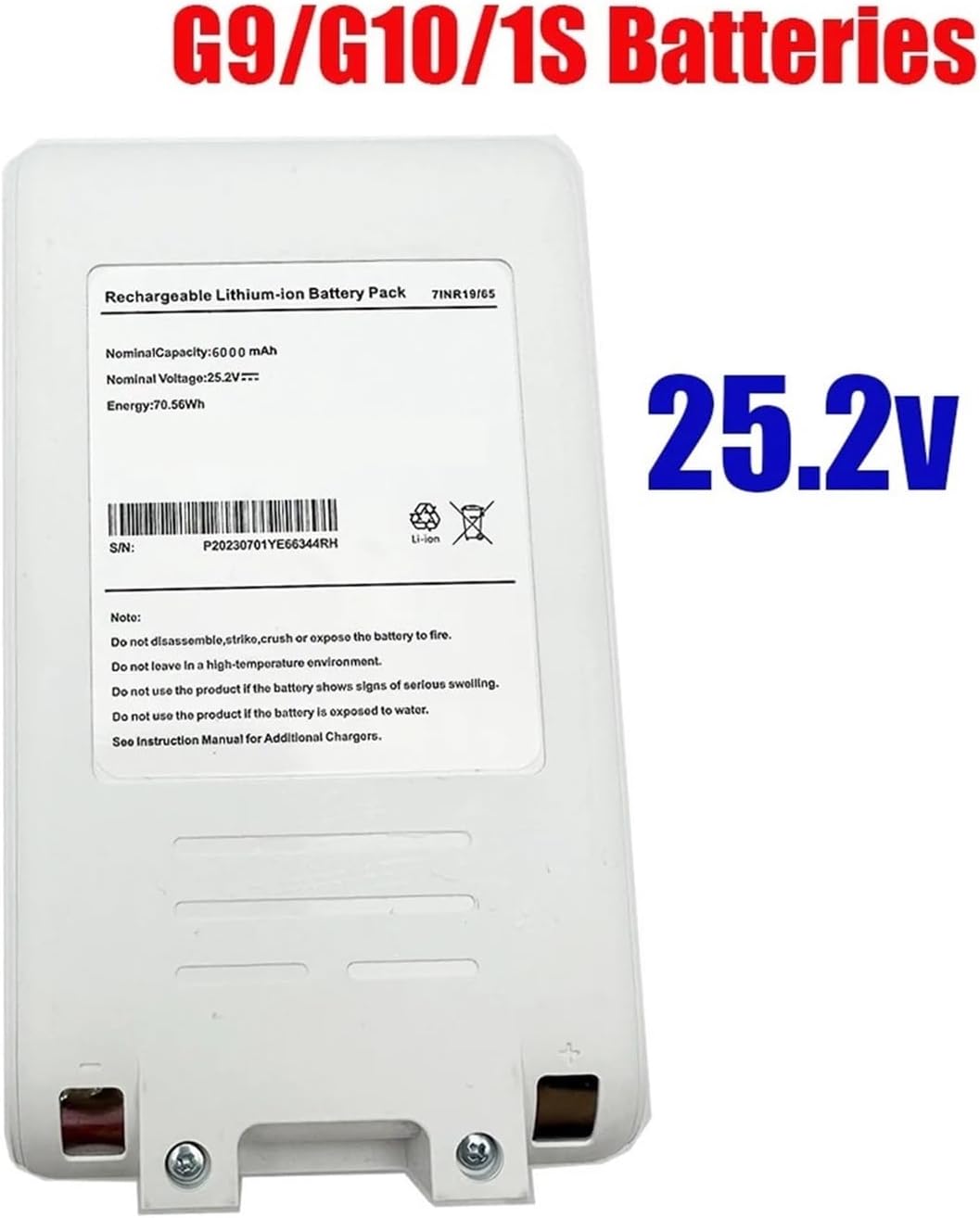 Vacuum Cleaner Rechargeable Battery 6000mAh 25.2V, Compatible For Xiaomi, G9 G10, Clean The Parts