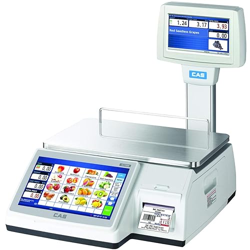 CAS CL7200-60 (W), escala de impresión de etiquetas de pantalla táctil, 60 lb x 0.02 lb, NTEP