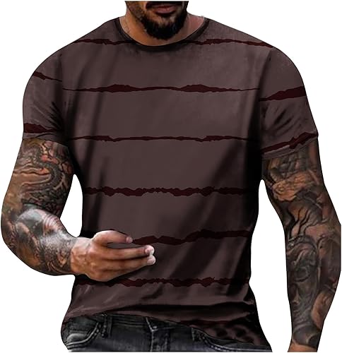 Camiseta Talla Grande Hombre Camiseta Estampado de teñido anudado Blusa Camisetas de Manga Corta Cuello Redondo