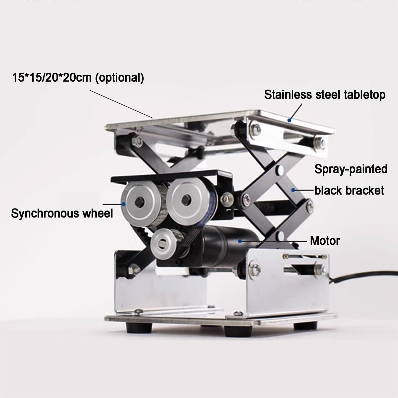 Plataforma Elevadora Eléctrica de Laboratorio, Soporte Elevador Eléctrico de Acero Inoxidable, Elevador Ajustable con Control Remoto, Elevación Rápida en 60 Segundos(20 * 20cm)