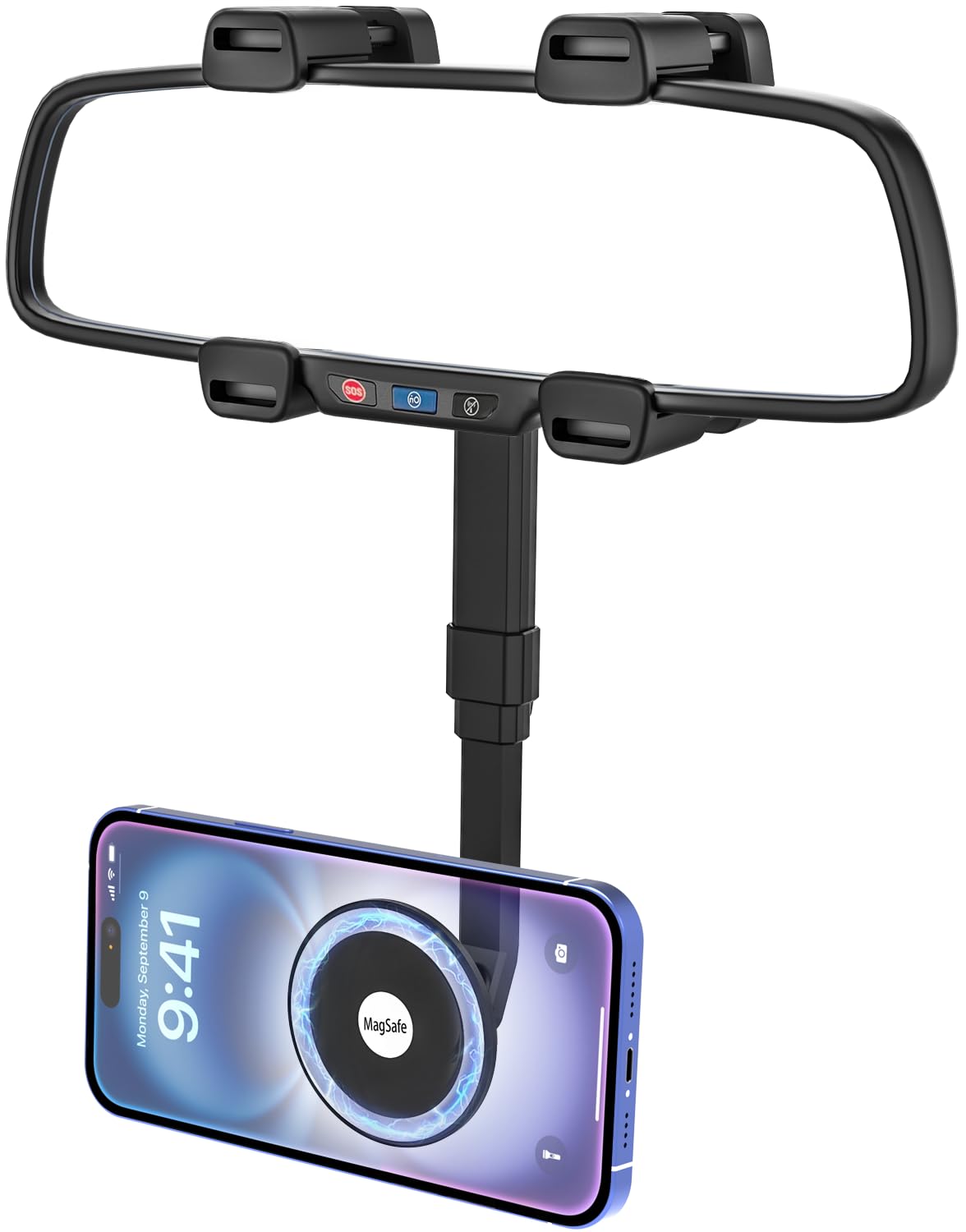 for MagSafe Car Mount Rearview Mirror [24 Strong Magnet] Magnetic Phone Holder for Car Rear View Mirror [4 Clip Stable] Phone Holders for Your Car for