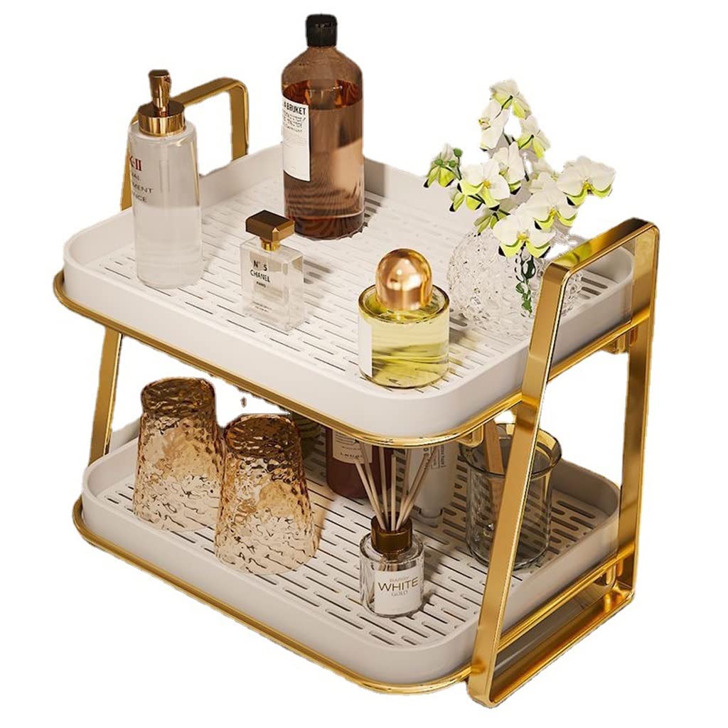 Étagère de salle de bain dorée XMING en taille M pour comptoir et maquillage