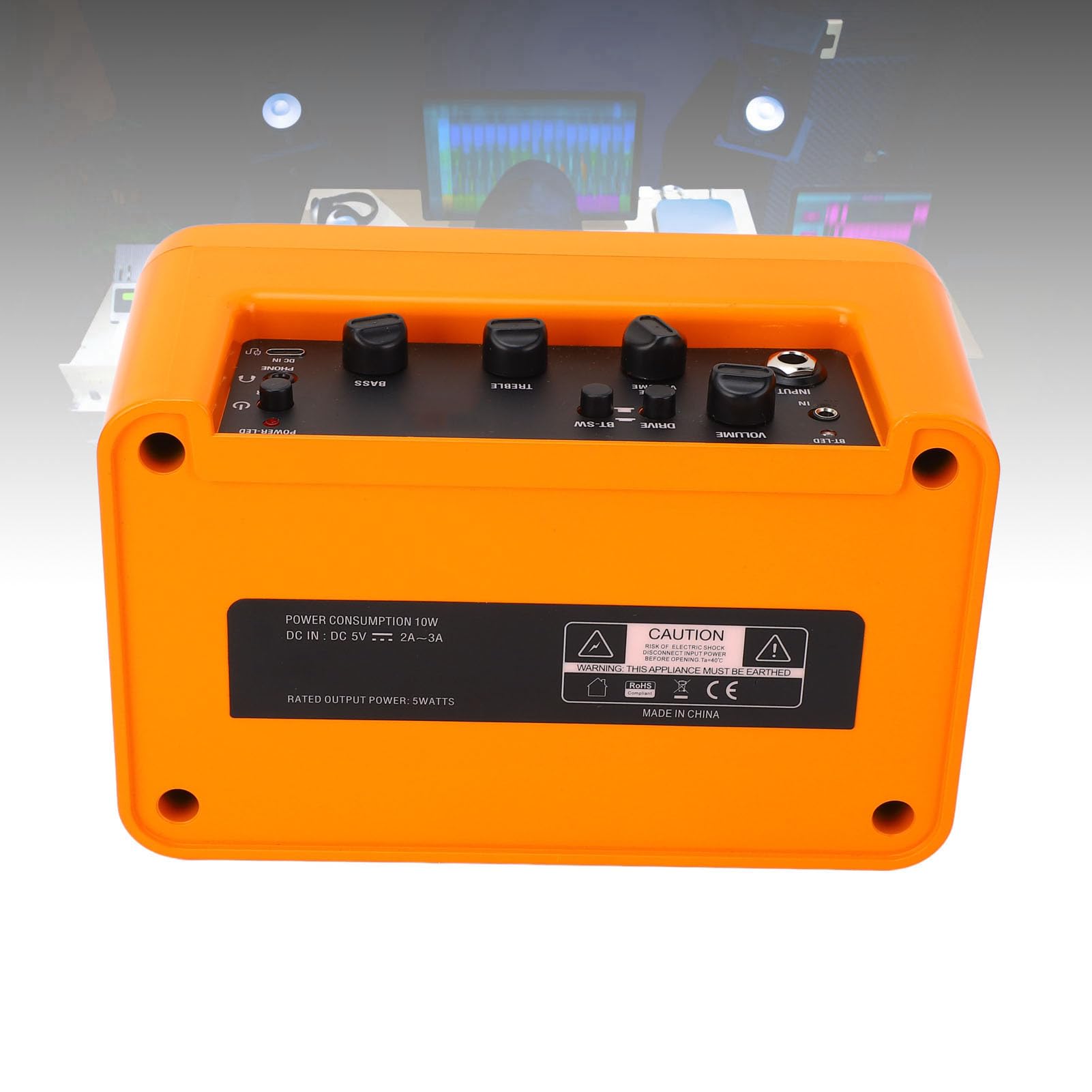 VGEBY Wzmacniacz Gitarowy, Przenośny Wzmacniacz Elektryczny 10 W z funkcją BT i Efektem Opóźnienia, Kompaktowa Konstrukcja do ćwiczeń i Małych Występów