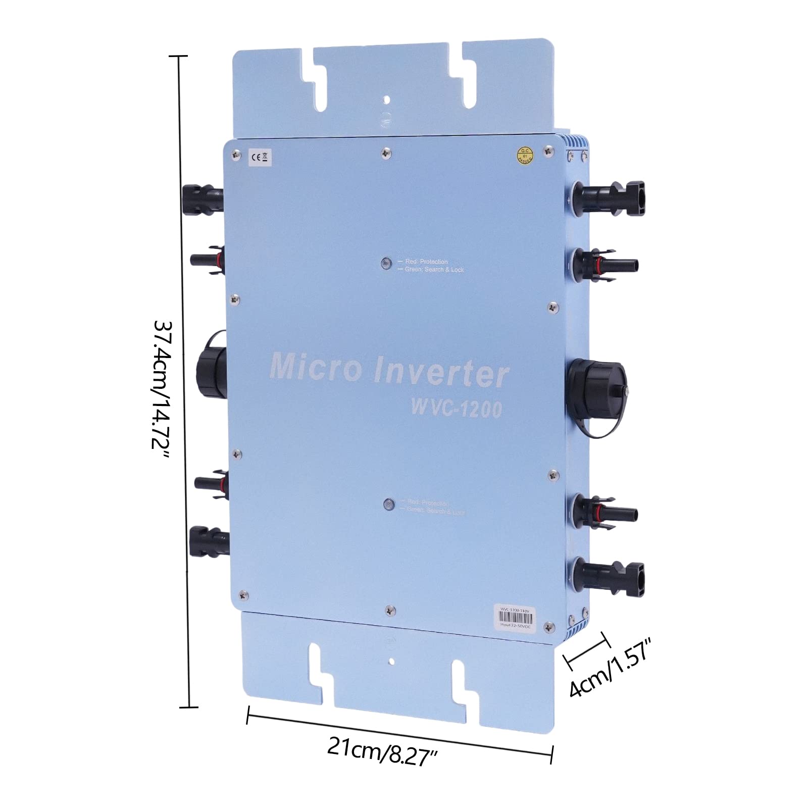 Invertitore solare intelligente da 2,88 kg, micro inverter solare da 1200 W, con display LCD IP65, protezione dall'acqua, inverter solare per moduli da 36 V, collegamento di rete nell'alloggiamento in
