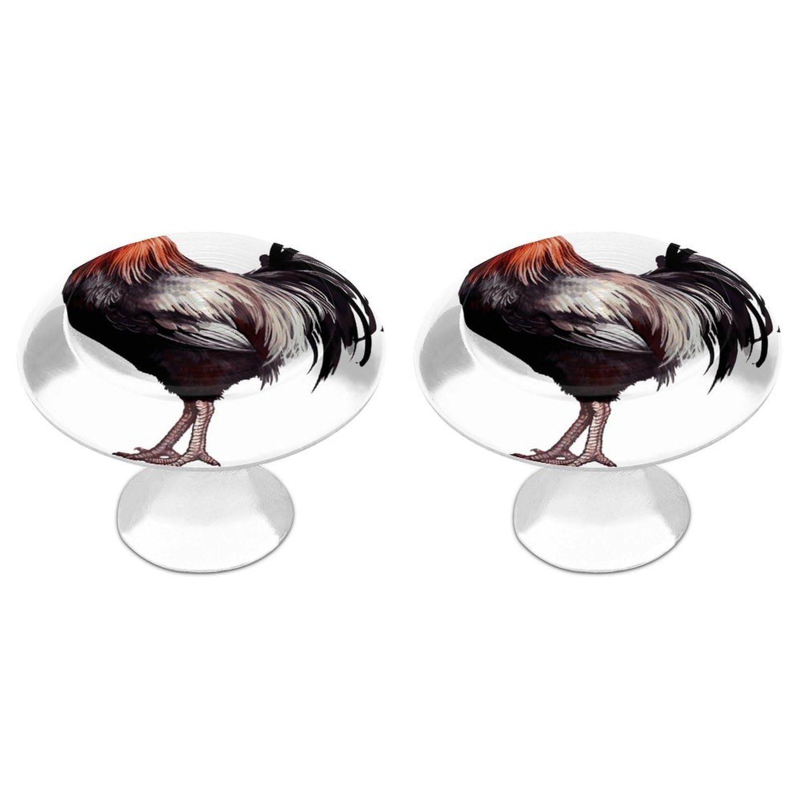 FekiLoot Rooster Cabinet Knob Kitchen Drawer Knob Stainless Steel Round Drawer Pulls Modern Cabinet Hardware Vintage Dresser Drawer for Kitchen Bathroom Closet Dresser Cabinets