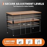JoanKare 48" Heavy Duty Workbench with Power Outlet & Storage Shelf, 2500 LBS Load Capacity Iron-Wood Work Bench, Adjustable 2-Tier Workshop Table with Pegboard for Garage, Home & Workshop