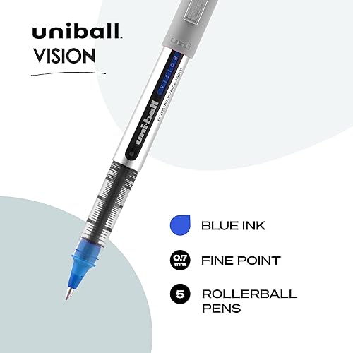 Miniatura 2 de uni-ball Vision - Bolígrafos de punta fina 132 de pulgada color azul 5 unidades