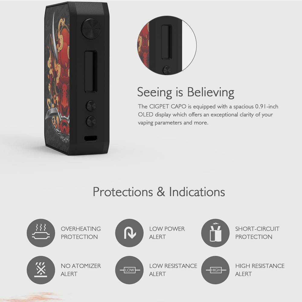 ijoy cigpet capo box mod 126w E Cigarette Box Mod Ijoy Cigpet Capo 126W Adjustable Ecig Vape Box Mod 510  Thread Sub Ohm Battery Mod : Amazon.co.uk: Electronics & Photo