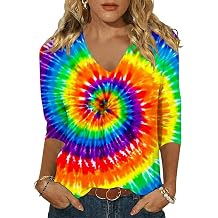 Tie Dye Shirt Women 70s Tops Hippie Shirts for Women Peace Love Tee