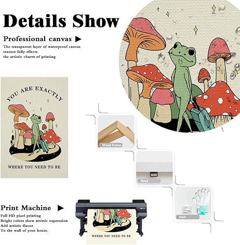 Miniatura 9 de FBKDVC Funny Frog You Are Exactly Where You Need To Be - Póster inspirador de acuarela, lienzo de pared, regalo motivacional para mujeres, niñas,