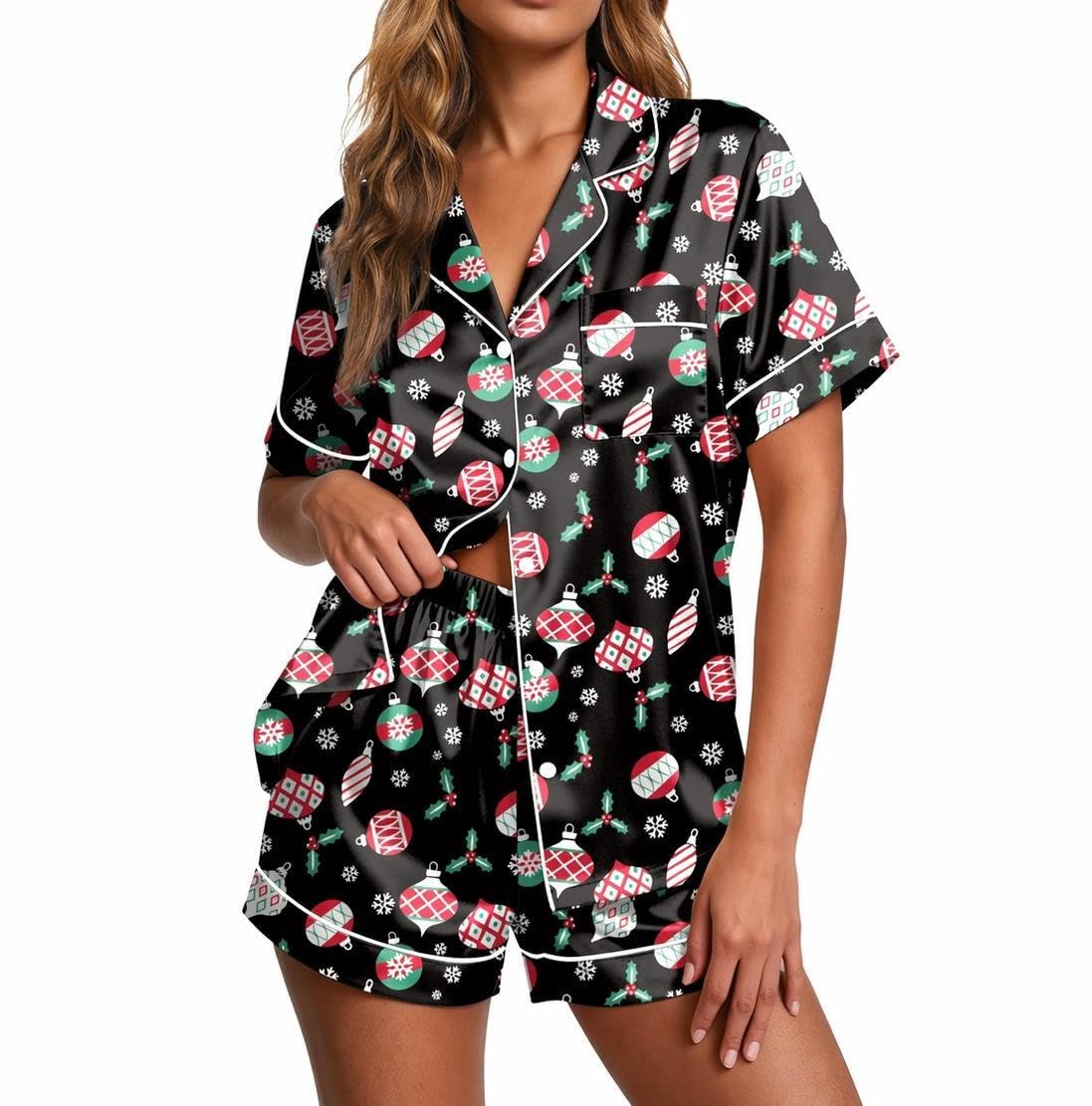 Ekouaer Pajamas for Women Set Silk Satin Pjs 2 Piece Button Down Sleepwear