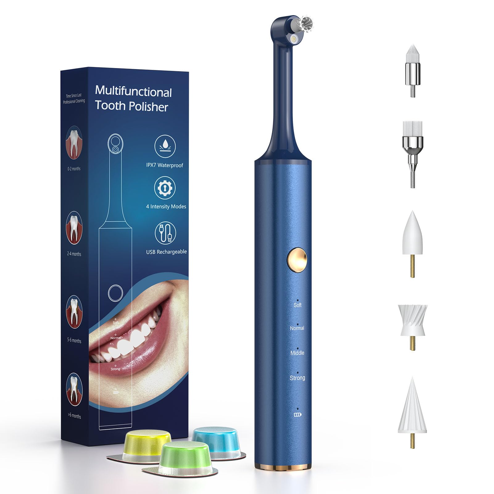 Tooth Polisher Tooth Whitening Kit for Teeth Cleaning and Whitening Rechargeable Teeth Polisher for People Pets Teeth Cleaning
