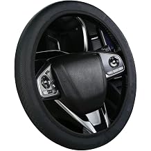 RYE for Dodge Steering Wheel Cover, Organic Leather Car Steering Wheel Cover Stretchy Easy Installation Durable Breathable, for Charger Durango Challenger Journey Accessories - Black Pattern 1