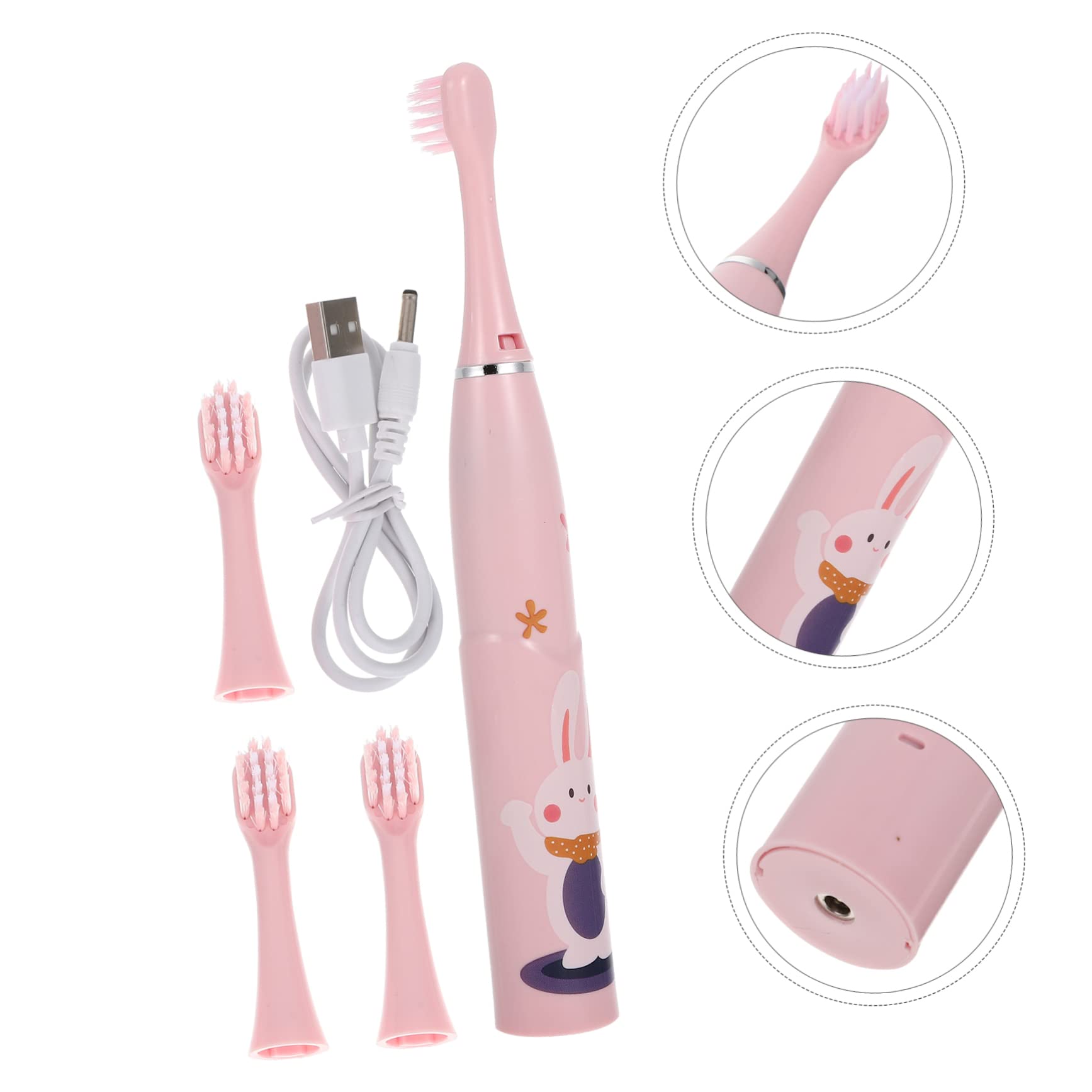 Gatuida 2sets Spazzolini Elettrici Per Ragazzo Ragazza Con Design Cartoon Spazzolino Ricaricabile e Portatile Per La Pulizia Completa Dei Denti Dei Piccoli