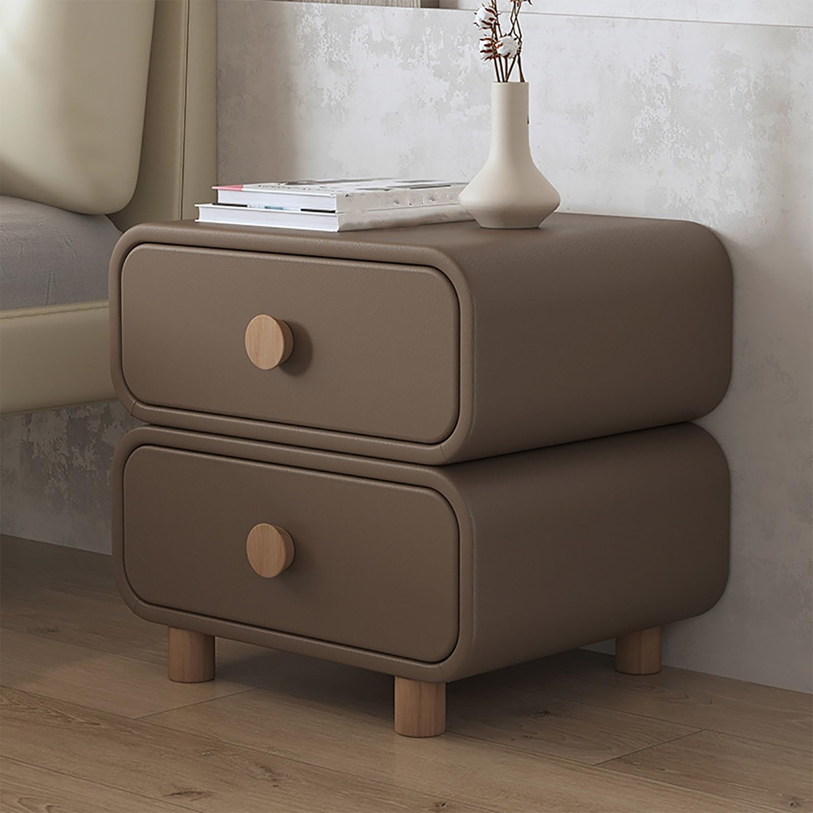 Table de chevet style italien de chambre en bois et frêne
