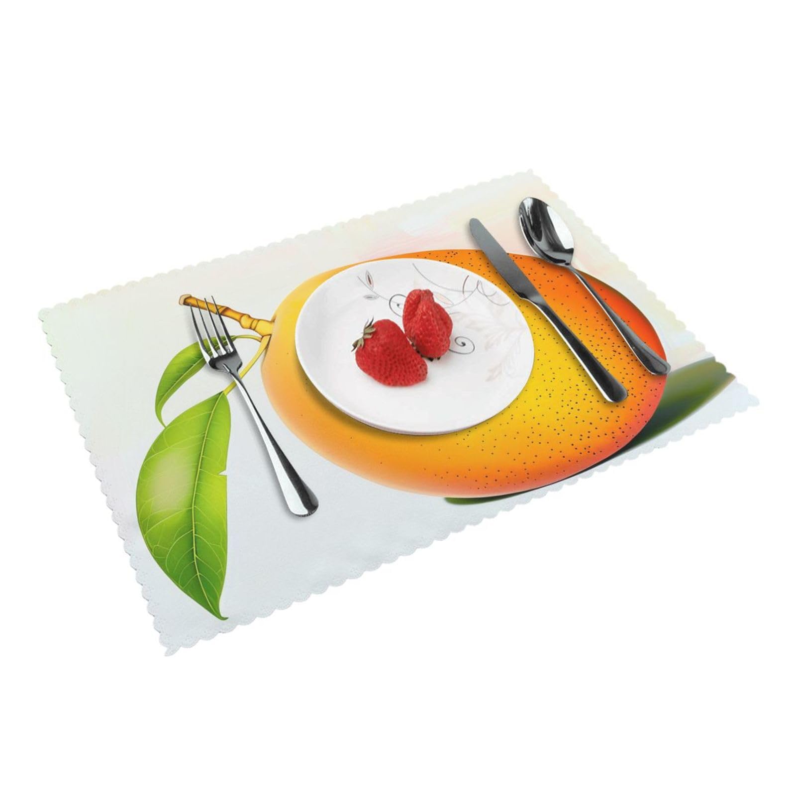 Mango Printed Placemat Heat Resistant Place Mats Set of 4 PCS Washable Kitchen Table Mats, 12x18 Inch