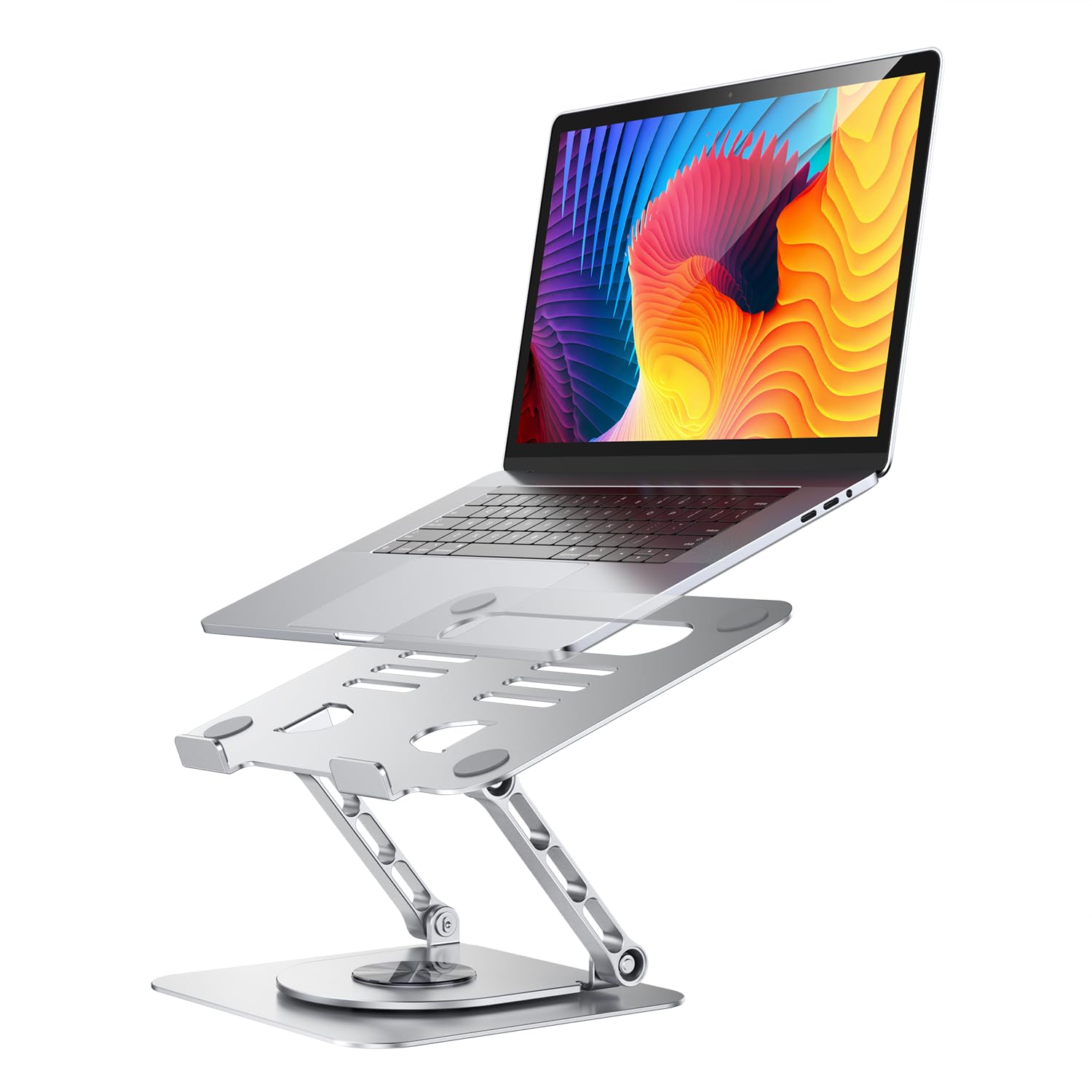 CreaDream Support pour Ordinateur Portable de Bureau en Aluminium avec Pied Rotatif à 360 °, Support Ergonomique et réglable pour Ordinateurs Portables de 10 à 17", MacBook Air Pro, Dell, HP