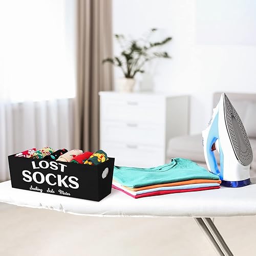 Miniatura 4 de Blulu Cartel de cesta de Lost Socks para decoración de cuarto de servicio y accesorios, organizador de almacenamiento de pared para almacenamiento