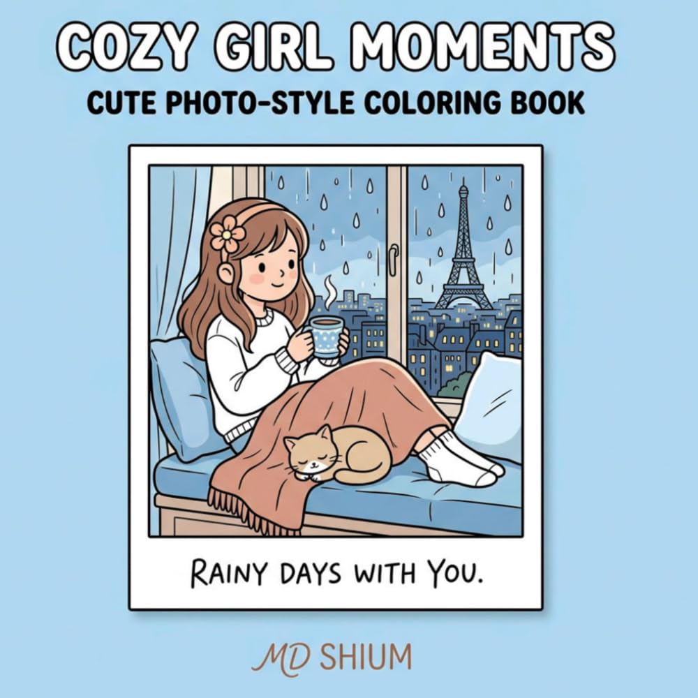Cozy Girl Moments: A Bold and Easy Coloring Book: Simple and Cute Everyday Life Illustrations for Adults and Teens