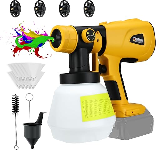 Pulverizador de pintura inalámbrico, pistola de pulverización HVLP sin escobillas con 4 boquillas, para batería DeWalt de 20 V máximo, para riego de